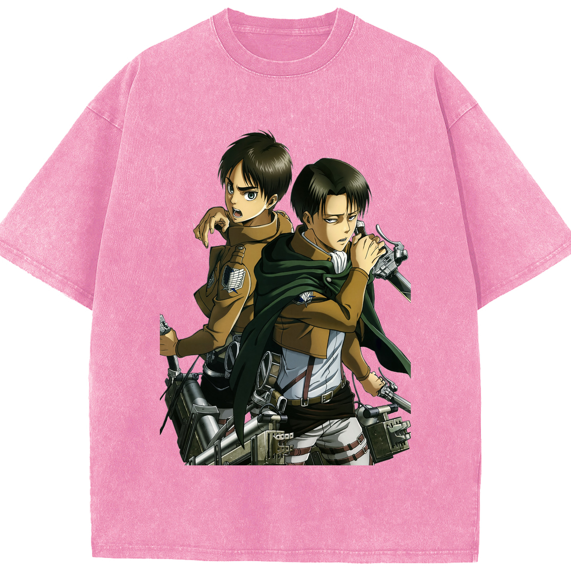 （画像用） 進撃の巨人 リヴァイ·アッカーマン Attack on Titan Levi Ackerman 綿100% ヴィンテージ風 半袖Tシャツ（フロントプリント）
